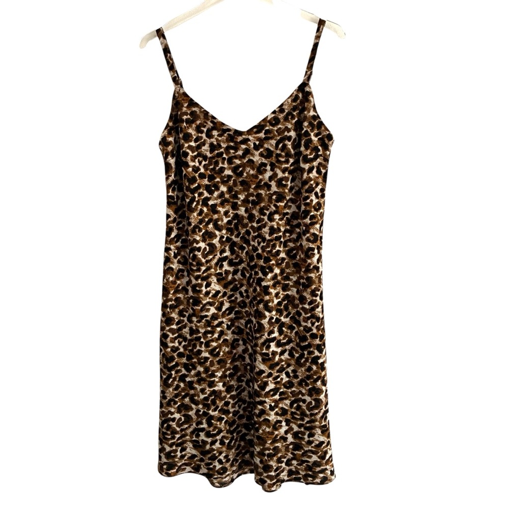 RM Rebecca Minkoff Leopard Print Satin Slip Dress Animal Print Mini Size M - Picture 9 of 12